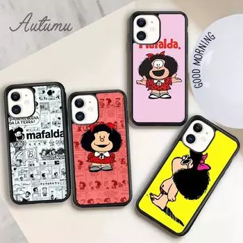 Чехол для телефона Mafalda с милым рисунком для iPhone 11 12 13 14 Pro Max mini X XR XS SE 2020 6S 7 8 Plus Samsung Galaxy S21 S22 iPhone 6plus