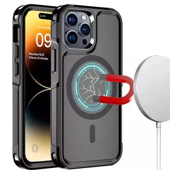 Чехол для телефона MagSafe для iPhone 16 13 12 Pro Mini Max 11 15 14 Plus, ударопрочный, прочный, магнитный, гибридный, матовый чехол iPhone 16 Pro Max чёрный
