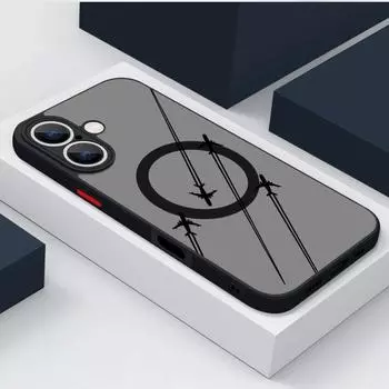 Чехол для телефона Magsafe с рисунком маршрута самолета, прозрачный матовый, для iPhone 16 Pro Max 15 Pro 14 Plus 13 12 11 8 7, защита линз, противоударный магнитный чехол iPhone 16 чёрный