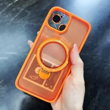 Чехол для телефона Magsafe с вращающейся подставкой и магнитом для iPhone 14 13 11 12 15 Pro Max Plus, металлическое кольцо для объектива, защитное стекло для камеры For iPhone 15&Case & Camera Protector
