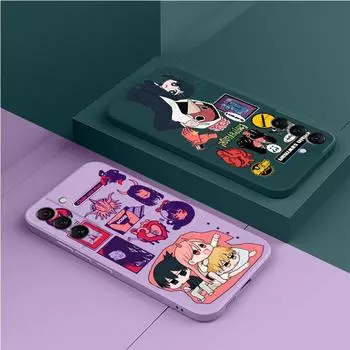 Чехол для телефона Makima Power Chainsaw Man для Samsung Galaxy S23 Ultra S10 S9 Plus S21 5g S10e S8 S22 S20, квадратный жидкий чехол с изображением аниме Samsung S20 5G