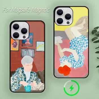 Чехол для телефона March Avery Art для iPhone 15 14 13 12 11 Plus Pro Max Magsafe с магнитной беспроводной зарядкой iPhone12mini