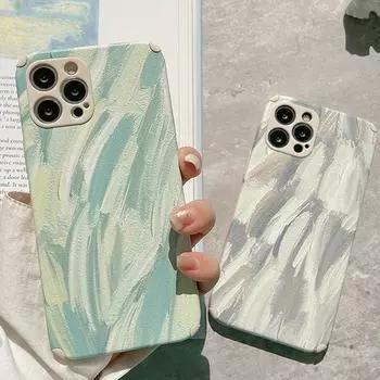 Чехол для телефона маслом с перьями для Iphone X Xr Xs Max 7 8 Plus 12 Mini 11 13 Pro Max Se 2020, кожаный милый чехол для пар For iphone 12mini