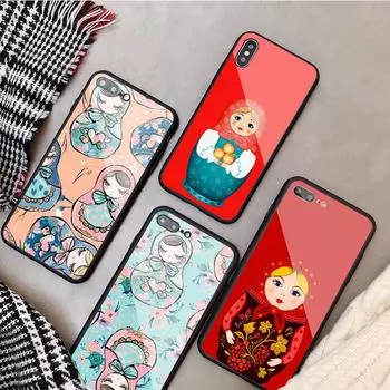 Чехол для телефона «Матрешка» из закаленного стекла для iPhone 12 11 Pro Max 5 6 7 8 PLUS X XS XR XSMax Shell 12Pro iPhone 5 5S SE