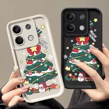 Чехол для телефона Merry Christmas Candy Tree для Xiaomi 13T Poco F6 X6 X5 Pro Redmi Note 13 12 Pro 11 10 Snowman TPU противоударный матовый мягкий чехол КОРПУС Redmi Note 13 5G чёрный