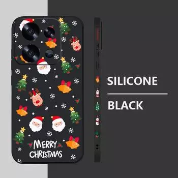 Чехол для телефона Merry Christmas Santa Elk Pattern для Xiaomi 13T Pro 11T Poco F6 X6 Redmi Note 13 12 11 10 Pro Max, мягкий матовый противоударный чехол из ТПУ с ремешком Redmi Note 13 4G чёрный
