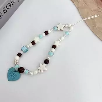 Чехол для телефона Mint Mambo Love Heart, ремешок, Y2K Fresh, бисерный телефон, цепочка, браслет, брелок, сумка, камера, кулон, подарки для девочек