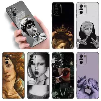 Чехол для телефона Mona Lisa David для Xiaomi POCO F2 F3 M2 M3 M4 X3 X4 Pro NFC F4 GT 5G F1 X2 C3 C31 C40 M5S из мягкого ТПУ черного цвета Xiaomi POCOphone F1