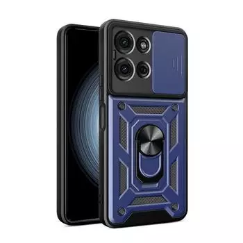 Чехол для телефона MOTO G75 5G с выдвижной крышкой камеры, противоударный защитный бампер чёрный