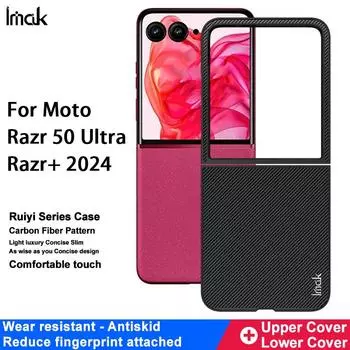 Чехол для телефона Moto Razr 50 Ultra Razr+ Plus Чехол серии IMAK Ruiyi - версия с узором из углеродного волокна Moto Razr 50 Ultra чёрный