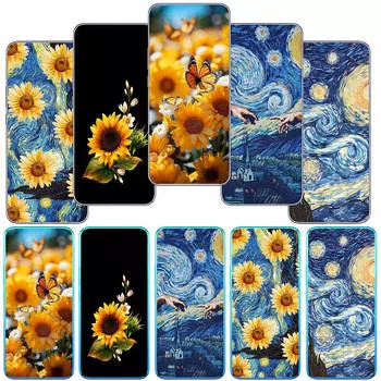 Чехол для телефона Motorola Moto Edge 40 30 neo G54 G24 G84 iPhone 15 14 Xiaomi Redmi Note 13 12 11 Pro Samsung Galaxy A54 Starry Night Van Gogh Sunflower for Samsung Galaxy A7 2018 аэро