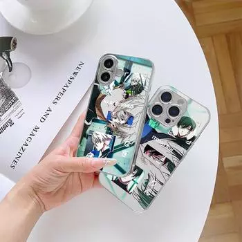 Чехол для телефона N123 Anime BLUE LOCK для iPhone 16 15 Pro Max Samsung S24 S23 A54 A35 Xiaomi Redmi Note 13 Pro Huawei с покрытием из закаленного стекла for iPhone 6/6S
