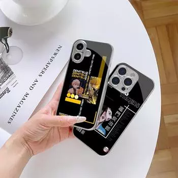 Чехол для телефона N124 Anime Demon Slayer для iPhone 16 15 Pro Max Samsung S24 S23 A54 A35 Xiaomi Redmi Note 13 Pro Huawei Plated Frame Tempered Glass Cover for iPhone 6/6S