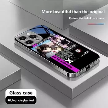 Чехол для телефона N157 Demon Slayer для iPhone 16 15 Pro Max Samsung S24 S23 Ultra A54 A35 A25 Xiaomi Redmi Note 13 12 Pro с покрытием из закаленного стекла for iPhone 6/6S