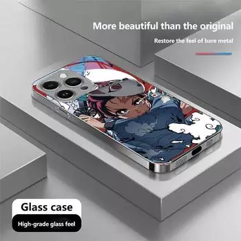 Чехол для телефона N158 Demon Slayer art для iPhone 16 15 Pro Max Samsung S24 S23 Ultra A54 A35 Xiaomi Redmi Note 13 12 Pro с покрытием из закаленного стекла for iPhone 6/6S
