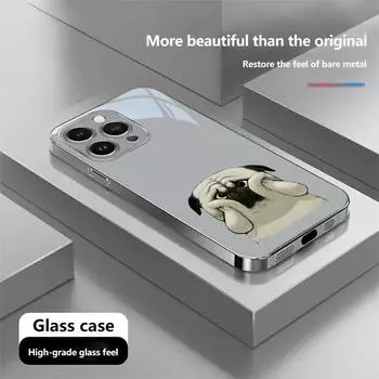 Чехол для телефона N162 DUCK DUCK Cute Pug Dog для iPhone 16 Pro Max Samsung S24 S23 Ultra A54 A35 A25 Xiaomi Redmi Note 13 с покрытием из закаленного стекла for iPhone 6/6S