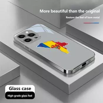 Чехол для телефона N188 с изображением флага Молдовы для iPhone 16 15 Pro Max Samsung S24 S23 Ultra A54 A35 Xiaomi Redmi Note 13 12 Pro с покрытием из закаленного стекла for iPhone 6/6S