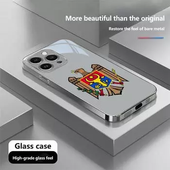 Чехол для телефона N189 с изображением национального герба Молдовы для iPhone 16 15 Pro Max Samsung S24 S23 A54 A35 Xiaomi Redmi Note 13 12 Pro с покрытием из закаленного стекла for iPhone 6/6S