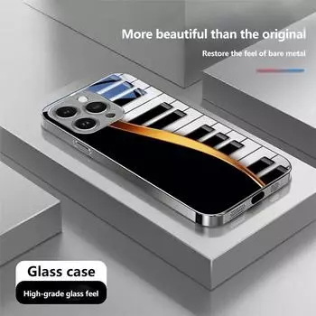 Чехол для телефона N191 с музыкальной фортепианной клавиатурой для iPhone 16 15 Pro Max Samsung S24 S23 A54 A35 S20 Xiaomi Redmi Note13 12 Pro с покрытием из закаленного стекла for iPhone 6/6S