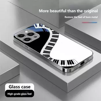 Чехол для телефона N192 Music Piano Keyboard art для iPhone 16 15 Pro Max Samsung S24 S23 A54 A35 Xiaomi Redmi Note13 12 Pro с покрытием из закаленного стекла for iPhone 6/6S