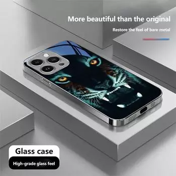 Чехол для телефона N207 Tiger eyes design для iPhone 16 15 Pro Max 8 Samsung S24 S23 Ultra A54 A35 A25 Redmi Note 13 12 Pro с покрытием из закаленного стекла for iPhone 6/6S