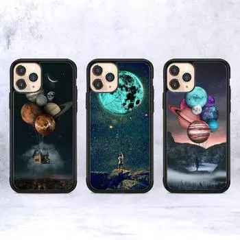 Чехол для телефона «Небо, космическая планета, луна, звезды», силиконовый чехол из ПК + ТПУ для iPhone 11 12 13 Pro Max 8 7 6 Plus X SE XR Hard Fundas 6plus or 6s plus
