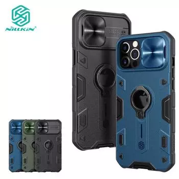 Чехол для телефона Nillkin CamShield Armor с тяжелой защитой для iPhone 12 Pro Max с защитным металлическим кольцом-держателем для камеры iPhone 12 Pro Max чёрный