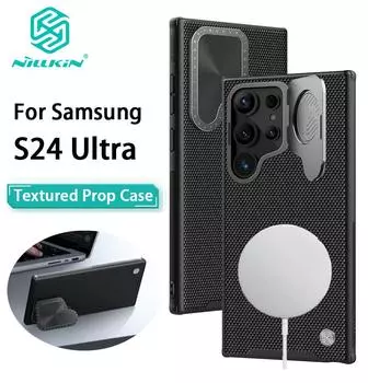 Чехол для телефона NILLKIN для Samsung Galaxy S24 Ultra, текстурированная опора, магнитная крышка, защитная задняя крышка для камеры Magnetic Black