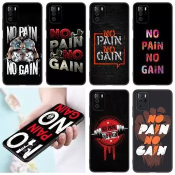Чехол для телефона No Pain No Gain для тренажерного зала и фитнеса для Xiaomi Redmi Note 7 8 9 10 Lite 11 11E 11T 12 Pro 11S 4G 10T 5G 8T 9S 10S, черный чехол Redmi Note 7(Pro)