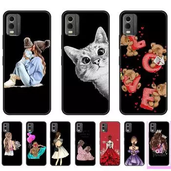 Чехол для телефона Nokia C32, женский гибкий резиновый чехол из ТПУ с цветочным рисунком для девочек, черный чехол для Nokia C32 4G белый