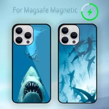 Чехол для телефона Ocean Monster Shark для iPhone 15 14 13 12 11 Plus Pro Max Magsafe с магнитной беспроводной зарядкой iPhone13promax