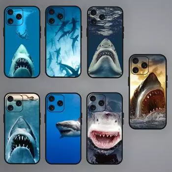 Чехол для телефона Ocean Monster Shark для iPhone Mini 11 12 13 14 15 Pro XS Max X Plus SE XR, черный мягкий корпус iPhone13