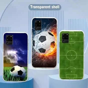 Чехол для телефона «Огонь, футбол, футбол» для Samsung Galaxy S10 S21 S22 Plus Ultra A91 A51 A21S A12, прозрачный чехол для телефона Galaxy S30