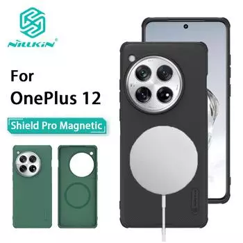 Чехол для телефона One Plus 12 Nillkin Super Frosted Shield Pro, магнитный жесткий ПК + корпус из ТПУ, противоударная задняя крышка для OnePlus 12 No Magnetic Black