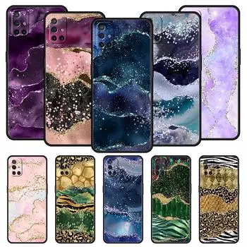 Чехол для телефона OnePlus 10 9 Pro 9T 9R 9RT 8T 8 7 6T 7T Nord 2 CE 5G N200 N100 защитный чехол темно-синий блестящий агатовый мрамор OnePlus 7