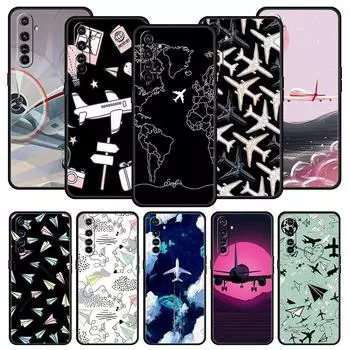 Чехол для телефона Oppo A54 5G с картой мира в виде самолета для Realme 9 8 7 6 GT2 Pro 9i 8i C21 C3 C11 C25, чехол A16, мягкий бампер, чехол OPPO A16