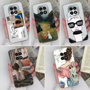 Чехол для телефона Oppo C63 V60s F27 A3 NFC A40m Narzo N61 Note 60 Reno12 F Cool Girl Boy Прозрачный силиконовый противоударный чехол TPU для OPPO Fashion Case Realme C63 5G