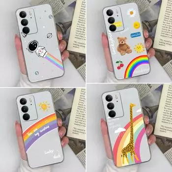 Чехол для телефона OPPO Reno 13 Pro 13F Realme C75 13+ Find X8 Pro P1 Speed Neo7 Fashion Rainbow Giraffe Case Прозрачный силиконовый противоударный задний чехол Realme C75 4G