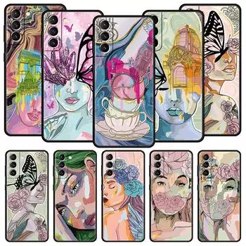 Чехол для телефона Paris Art blue butterfly Girl flower для Samsung Galaxy S23 S22 S21 S20 FE Ultra 5G S10 S10E S9 S8 Plus 10 20 Samsung S23