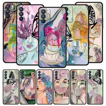 Чехол для телефона Paris Art blue Girl Flower для Oppo Find X5 A54 A53 A52 A9 2020 A15 A95 A16 A76 A74 A12 Reno7 SE Reno6 Pro 5G Oppo A52