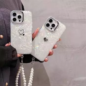 Чехол для телефона Pearl Hand Chain Love для iPhone X/XR/XS MAX/11/12/13/14/15/16/Pro/Plus/Pro Max, идеальный подарок на день рождения для семьи, друзей и партнеров iPhone 16 Pro Max