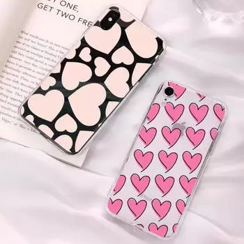 Чехол для телефона Pink Love Heart для iPhone 11 12 13 mini pro XS MAX 8 7 6 6S Plus X 5S SE 2020 XR прозрачный чехол iphone 12mini
