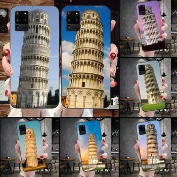 Чехол для телефона «Пизанская башня» для Samsung Galaxy S6 S7 S8 S9 S10 S21 S22 Plus Ультрамягкий черный чехол для телефона Galaxy S30