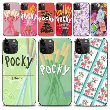 Чехол для телефона Pocky Strawberry с шоколадной крошкой и печеньем для iPhone 15 14 13 12 11 Pro Max Mini X 7 8, мягкий чехол iPhone13mini