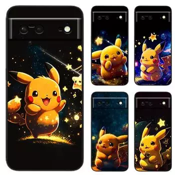 Чехол для телефона Pokemons Yellow Pikachus для Google Pixel 7 6 Pro 6A 5A 5 4 4A XL 5G, черный мягкий чехол Fundas Coque Google Pixel 4
