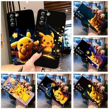 Чехол для телефона Pokemons Yellow Pikachus для Samsung S23 S22 S21 S20 S10 S8 Note 20 A9 A73 A71 A53 A33 Ultra Plus FE, черный Samsung S8