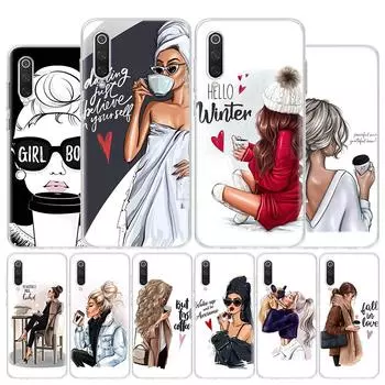 Чехол для телефона Princess Female Boss Coffee для Xiaomi Poco X3 GT X5 X4 NFC M4 Pro M3 M2 F3 F2 F1 Mi Note 10 A3 A2 Lite A1 CC9E Funda Poco X4 Pro 5G