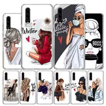 Чехол для телефона Princess Female Boss Coffee для Huawei P30 P20 P10 P40 P50 Pro Mate 20 40 30 10 Lite, популярный подарок Fundas Art Huawei P30