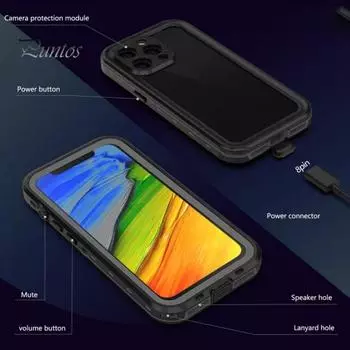 Чехол для телефона Пыленепроницаемый, с полным покрытием IP68, Водонепроницаемый, с защитой от падения, с поддержкой беспроводной зарядки, чехол для мобильного телефона для iPhone 13 Mini чёрный