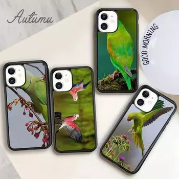 Чехол для телефона Rainbow Flower Bird Ringneck Parrot для iPhone 11 12 13 14 Pro Max mini XR XS SE 2020 7 8 Plus Samsung S21 S22 iPhone 6plus